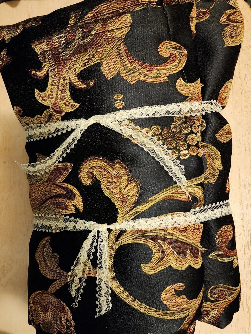 JC Penney 2 Black & Gold Jacquard Drapery Curtain Panels Elegant 50